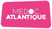 Logo MEDOC ATLANTIQUE : Service médical régional Logo rose vif de MEDOC ATLANTIQUE, avec le mot 'ATLANTIQUE' en gras sous 'MEDOC' dont la lettre 'O' est remplacée par un cercle blanc.